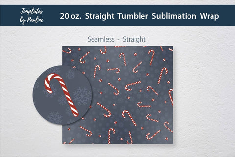 Navy Seamless Christmas Candy Cane Tumbler Wrap Sublimation Templates by Pauline 