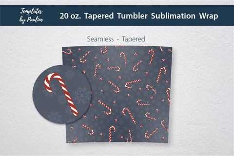 Navy Seamless Christmas Candy Cane Tumbler Wrap Sublimation Templates by Pauline 