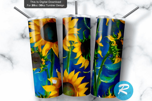Navy Sunflower 20 oz / 30 oz Tumbler PNG Sublimation Regulrcrative 