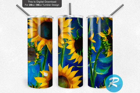 Navy Sunflower 20 oz / 30 oz Tumbler PNG Sublimation Regulrcrative 