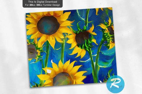 Navy Sunflower 20 oz / 30 oz Tumbler PNG Sublimation Regulrcrative 