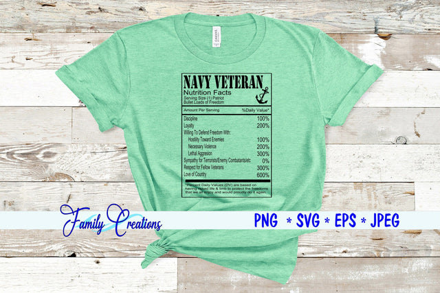 Navy Veteran Nutrition Label SVG Family Creations 