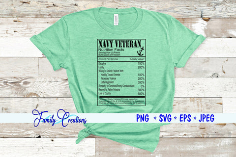 Navy Veteran Nutrition Label SVG Family Creations 