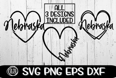 Nebraska - Heart - 3 Designs Included - SVG PNG EPS DXF SVG On the Beach Boutique 