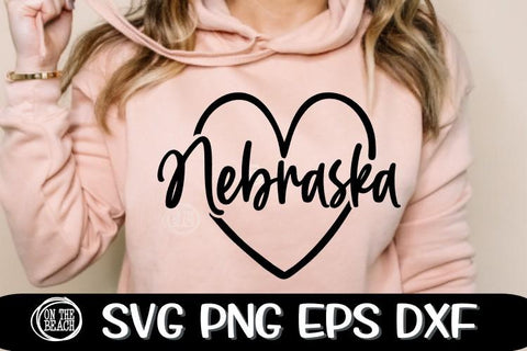 Nebraska - Heart - 3 Designs Included - SVG PNG EPS DXF SVG On the Beach Boutique 