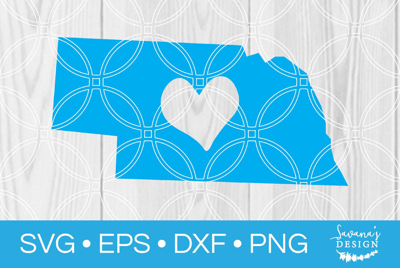 Nebraska State with Heart SVG SavanasDesign 