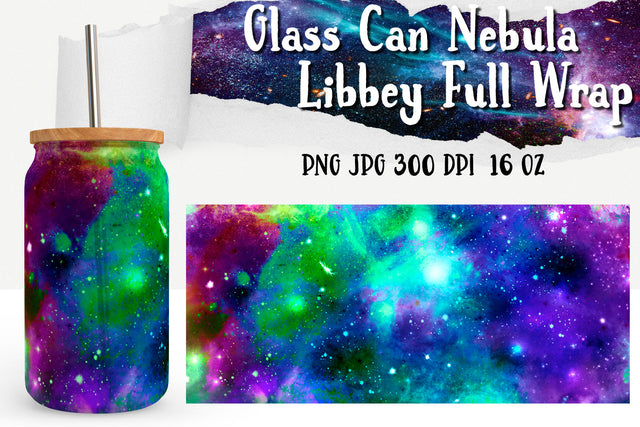 Nebula Can Glass Wrap. Libbey Glass Can Full Wrap. Sublimation Samaha Design 