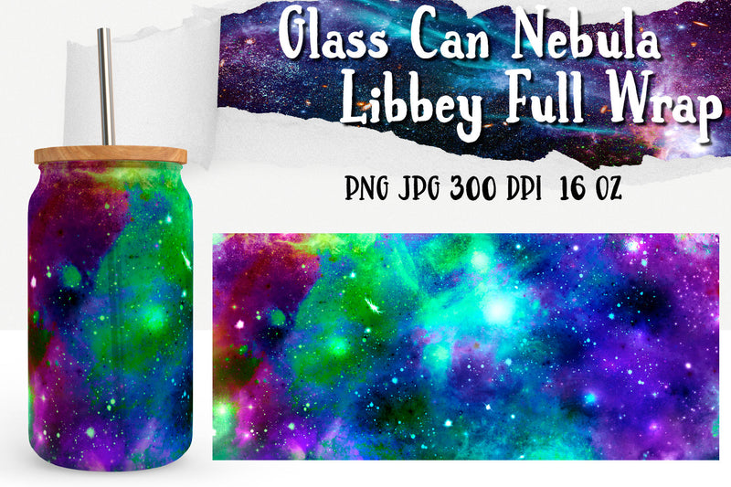 Nebula Can Glass Wrap. Libbey Glass Can Full Wrap. Sublimation Samaha Design 