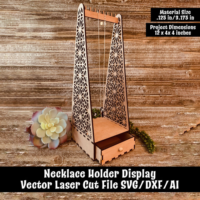 Necklace Holder Laser Cut File SVG Design Shark 