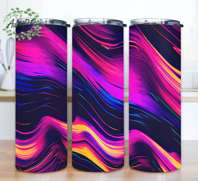 Neon 20oz Skinny Tumbler, Rainbow Neon Tumbler Wrap, Rainbow Tumbler Png, Colorful Rainbow Sublimation Tumbler, Coffee Tumbler, Skinny Tumbler Png Sublimation BouDesign 