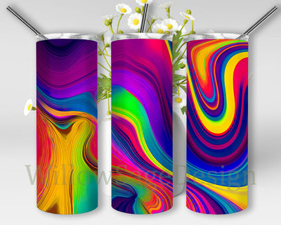 Neon 20oz Skinny Tumbler, Rainbow Neon Tumbler Wrap, Rainbow Tumbler Png, Colorful Rainbow Sublimation Tumbler, Coffee Tumbler, Skinny Tumbler Png Sublimation WillowSageDesign 