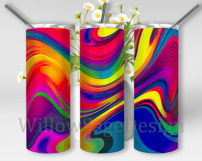 Neon 20oz Skinny Tumbler, Rainbow Neon Tumbler Wrap, Rainbow Tumbler Png, Colorful Rainbow Sublimation Tumbler, Coffee Tumbler, Skinny Tumbler Png Sublimation WillowSageDesign 