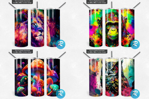 Neon Alcohol Ink Tumbler Bundle Sublimation Regulrcrative 