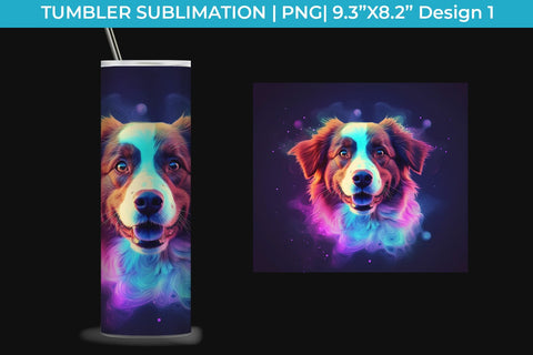 Neon Australian Shepherd Dog Tumbler Wrap 20 oz Sublimation PNG Bundle Free For Commercial Use Sublimation Sintegra 