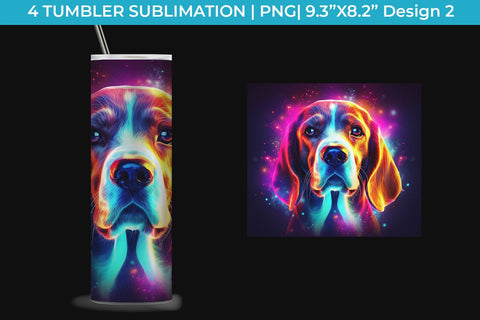 Neon Beagle Dog Tumbler Wrap 20 oz Sublimation PNG Bundle Free For Commercial Use Sublimation Sintegra 