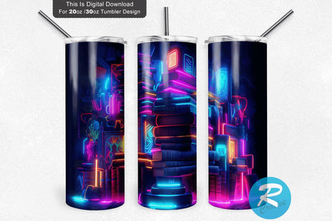 Neon Books 20 oz / 30 oz Tumbler PNG Sublimation Regulrcrative 