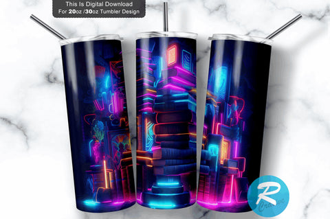 Neon Books 20 oz / 30 oz Tumbler PNG Sublimation Regulrcrative 