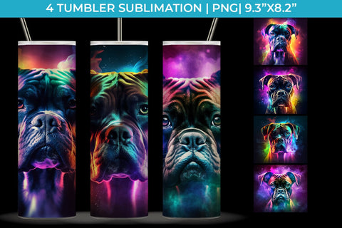 Neon Boxer Dog Tumbler Wrap 20 oz Sublimation PNG Bundle Free For Commercial Use Sublimation Sintegra 
