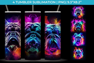 Neon Bulldog Dog Tumbler Wrap 20 oz Sublimation PNG Bundle Free For Commercial Use Sublimation Sintegra 