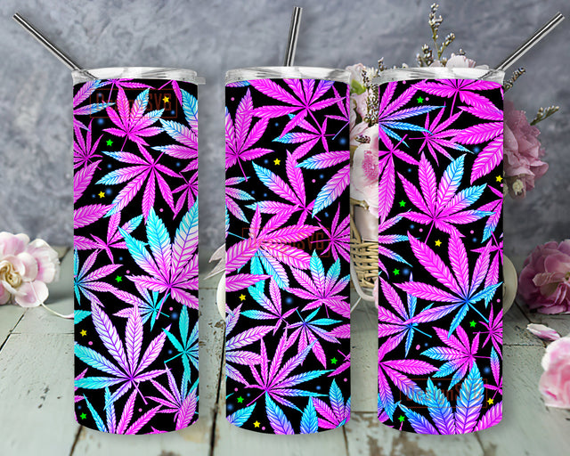 Neon Cannabis 20oz Full Tumbler Wrap, Marijuana Tumbler Png, Weed Sublimation Design, Digital Download Sublimation DesignSVG 