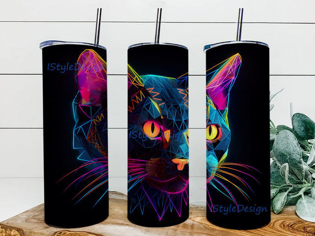 Neon Cat 20oz Skinny Tumbler Png, Cats Neon Rainbow Splatter Png, Colorful Cat Tumbler Png, Cat Tumbler Wrap, Cat Neon Tumbler, Digital Download Sublimation iStyleDesign 