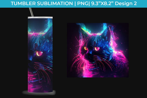 Neon Cat Tumbler Wrap 20 oz Sublimation PNG Bundle Free For Commercial Use Sublimation Sintegra 