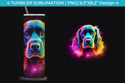 Neon Cocker Spaniel Dog Tumbler Wrap 20 oz Sublimation PNG Bundle Free For Commercial Use Sublimation Sintegra 