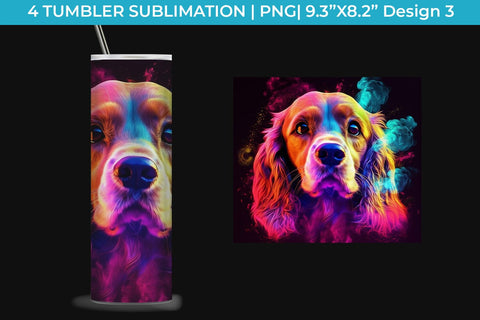 Neon Cocker Spaniel Dog Tumbler Wrap 20 oz Sublimation PNG Bundle Free For Commercial Use Sublimation Sintegra 