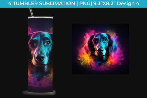 Neon Dachshund Dog Tumbler Wrap 20 oz Sublimation PNG Bundle Free For Commercial Use Sublimation Sintegra 