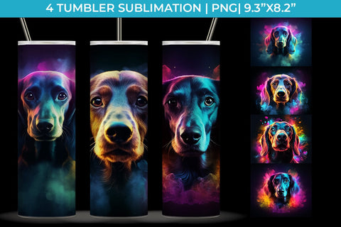 Neon Dachshund Dog Tumbler Wrap 20 oz Sublimation PNG Bundle Free For Commercial Use Sublimation Sintegra 
