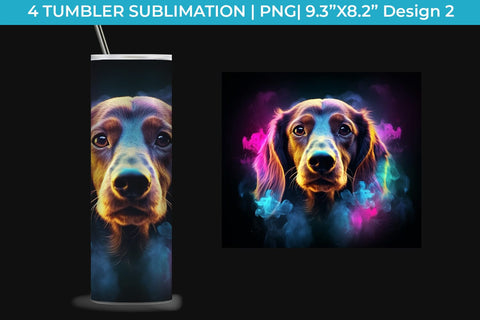 Neon Dachshund Dog Tumbler Wrap 20 oz Sublimation PNG Bundle Free For Commercial Use Sublimation Sintegra 