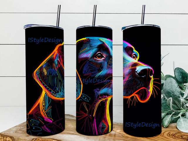 Neon Dog 20oz Skinny Tumbler Png, Bright Neon, Dog Tumbler Wrap, Sublimation Designs, Straight And Tapered Tumbler Wrap, Tumbler Png, Animal Tumbler Wrap Sublimation iStyleDesign 