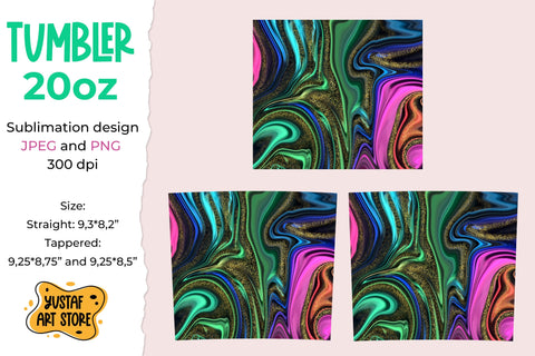 Neon fluid art tumbler. Marble tumbler sublimation Sublimation Yustaf Art Store 