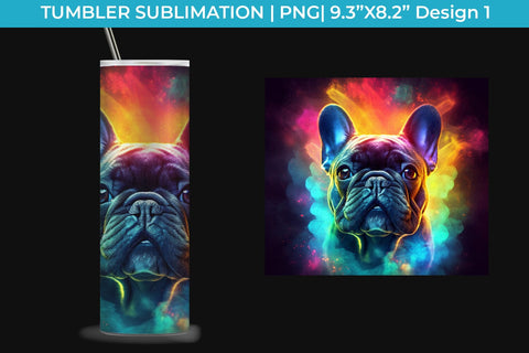 Neon French Bulldog Tumbler Wrap 20 oz Sublimation PNG Bundle Free For Commercial Use Sublimation Sintegra 