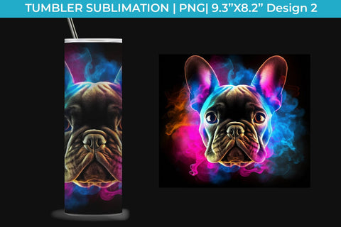 Neon French Bulldog Tumbler Wrap 20 oz Sublimation PNG Bundle Free For Commercial Use Sublimation Sintegra 