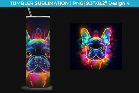 Neon French Bulldog Tumbler Wrap 20 oz Sublimation PNG Bundle Free For Commercial Use Sublimation Sintegra 
