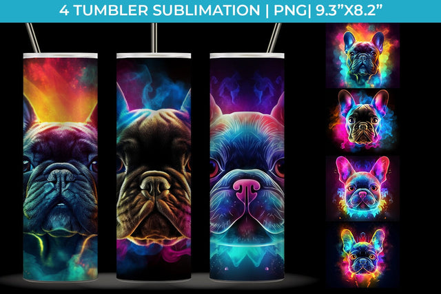 Neon French Bulldog Tumbler Wrap 20 oz Sublimation PNG Bundle Free For Commercial Use Sublimation Sintegra 