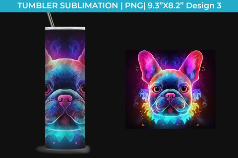 Neon French Bulldog Tumbler Wrap 20 oz Sublimation PNG Bundle Free For Commercial Use Sublimation Sintegra 
