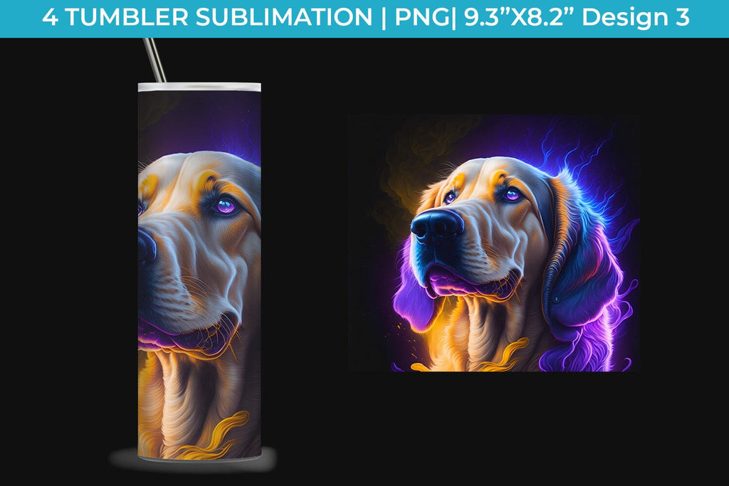 Neon Golden Retriever Dog Tumbler Wrap 20 oz Sublimation PNG Bundle ...