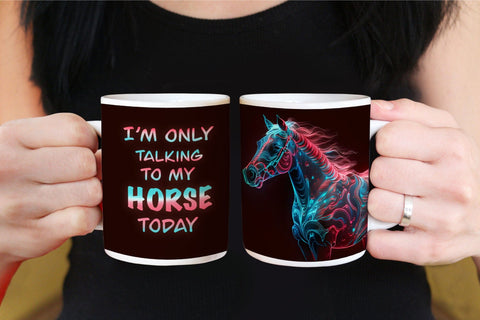 Neon Horse mug wrap sublimation design. Horse silhouette PNG Sublimation Angelina Semenova 