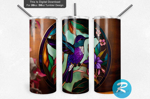 Neon Hummingbird Stained 20 oz / 30 oz Tumbler PNG Sublimation Regulrcrative 