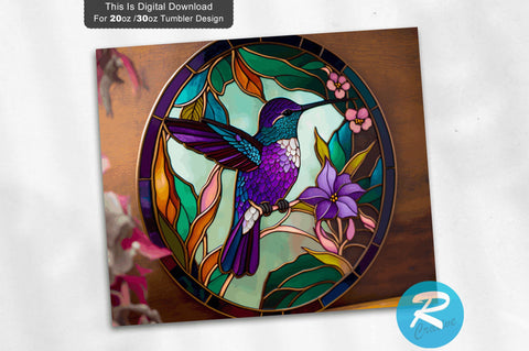 Neon Hummingbird Stained 20 oz / 30 oz Tumbler PNG Sublimation Regulrcrative 