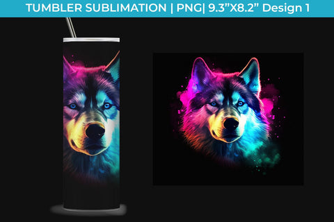 Neon Husky Tumbler Wrap 20 oz Sublimation PNG Bundle Free For Commercial Use Sublimation Sintegra 