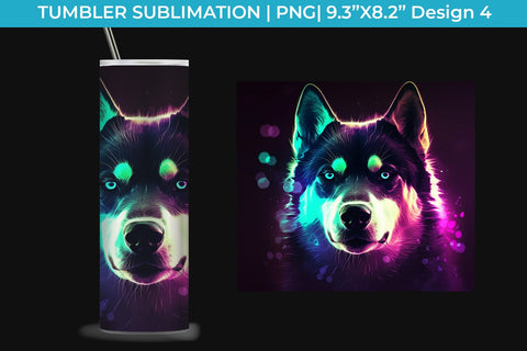 Neon Husky Tumbler Wrap 20 oz Sublimation PNG Bundle Free For Commercial Use Sublimation Sintegra 