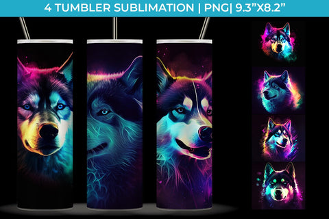 Neon Husky Tumbler Wrap 20 oz Sublimation PNG Bundle Free For Commercial Use Sublimation Sintegra 