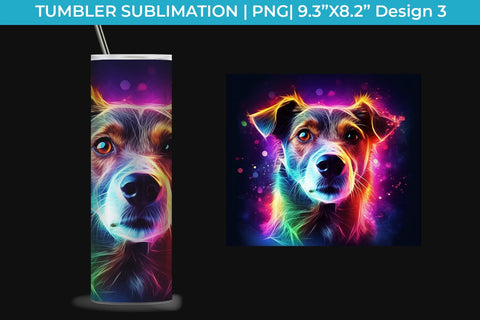 Neon Jack Russell Dog Tumbler Wrap 20 oz Sublimation PNG Bundle Free For Commercial Use Sublimation Sintegra 