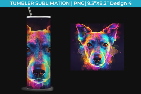 Neon Jack Russell Dog Tumbler Wrap 20 oz Sublimation PNG Bundle Free For Commercial Use Sublimation Sintegra 