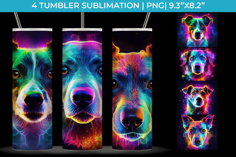 Neon Jack Russell Dog Tumbler Wrap 20 oz Sublimation PNG Bundle Free For Commercial Use Sublimation Sintegra 