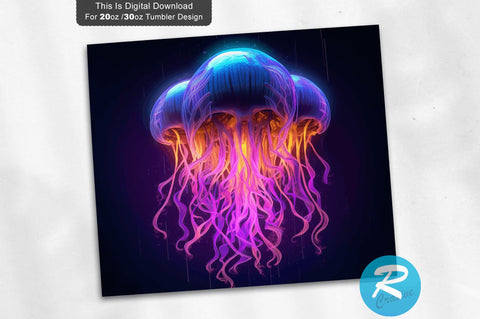 Neon Jellyfish 20 oz / 30 oz Tumbler PNG Sublimation Regulrcrative 