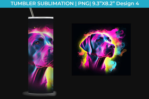 Neon Labrador Retriever Dog Tumbler Wrap 20 oz Sublimation PNG Bundle Free For Commercial Use Sublimation Sintegra 